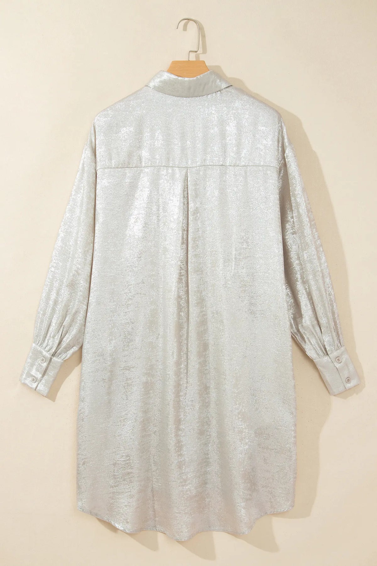Jet Stream Solid Pattern Mini Length One Piece Long Sleeve Shift Dress – Cream
