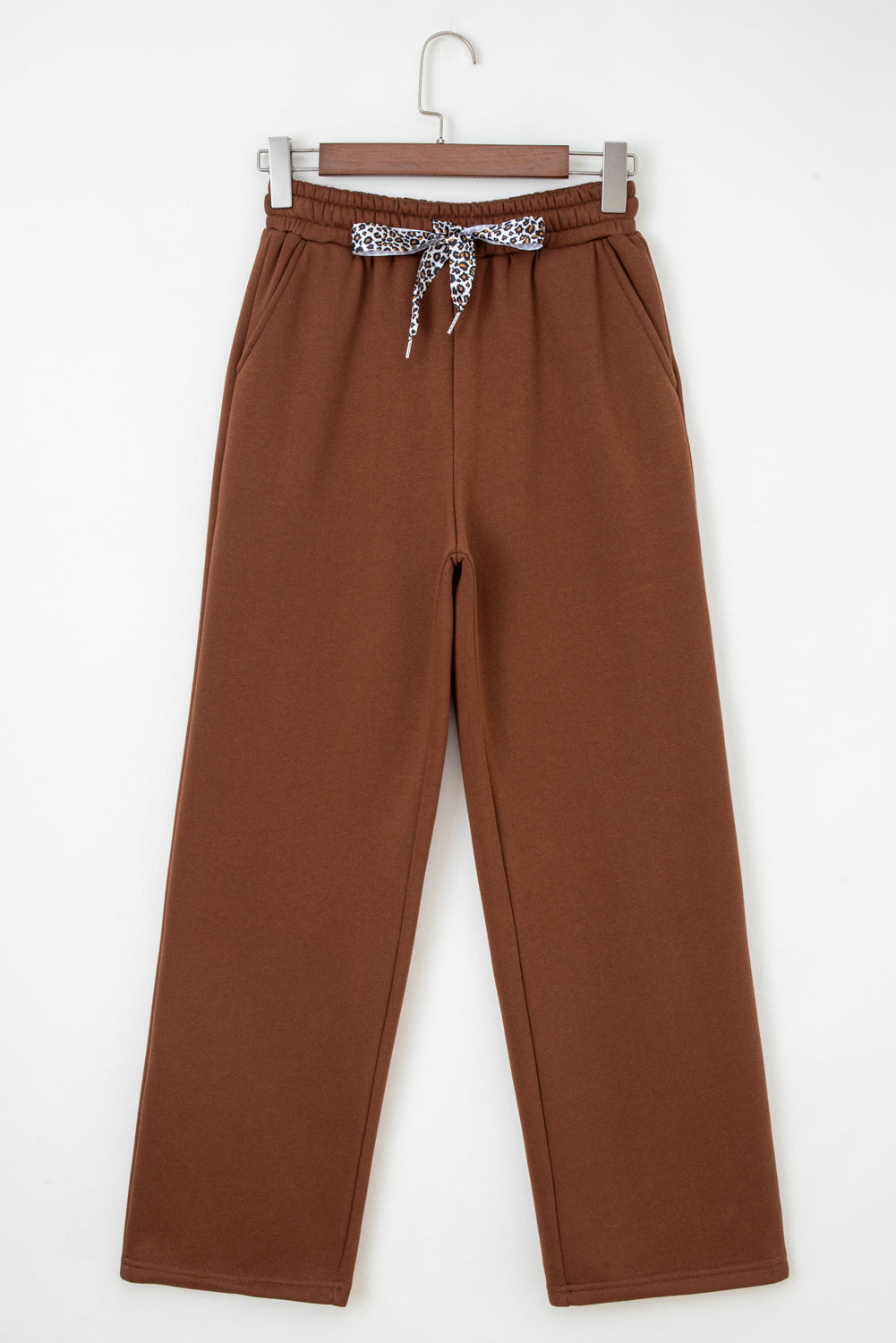Fleece Lined Leopard Drawstring Elastic Waist Joggers eAura