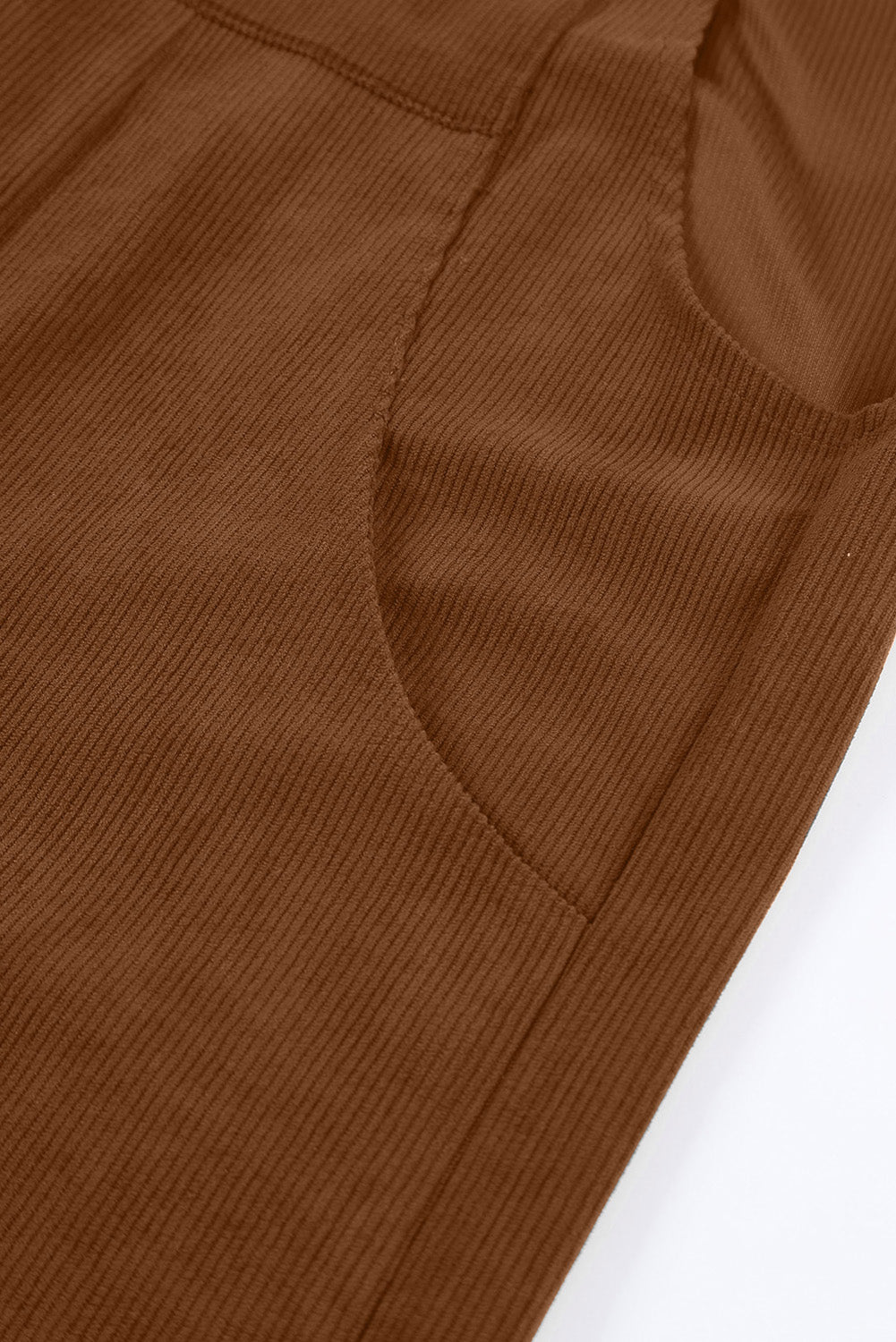 Solid Color Ribbed Wide Leg Bib Overalls – Brown