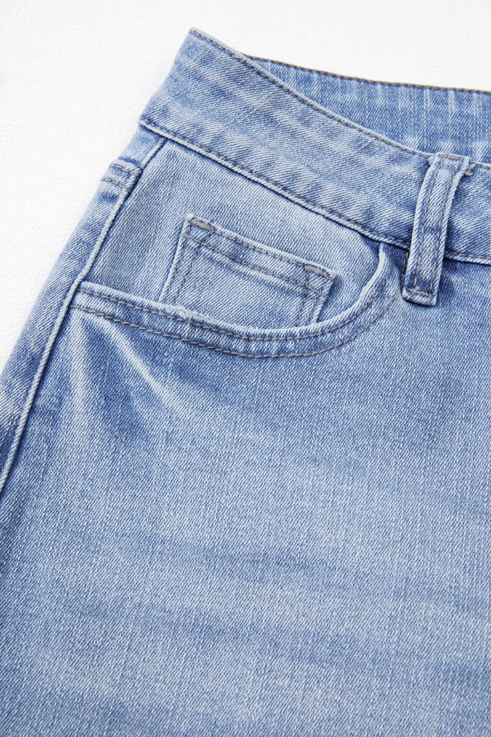 Beau Blue Mineral Wash Raw Hem High Waist Flared Jeans eAura