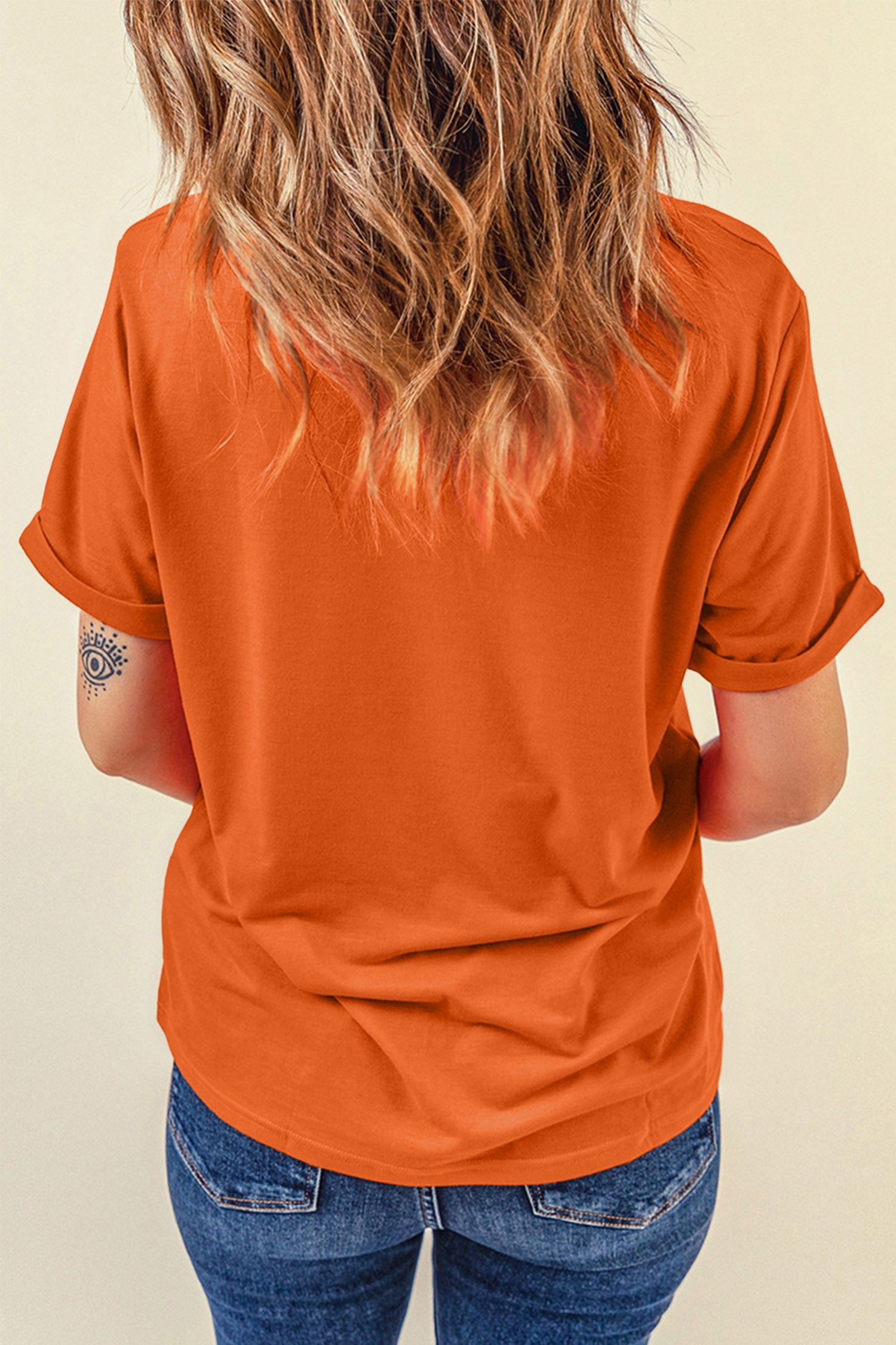 PUMPKIN SEASON Letter Print Relaxed T Shirt – Orange