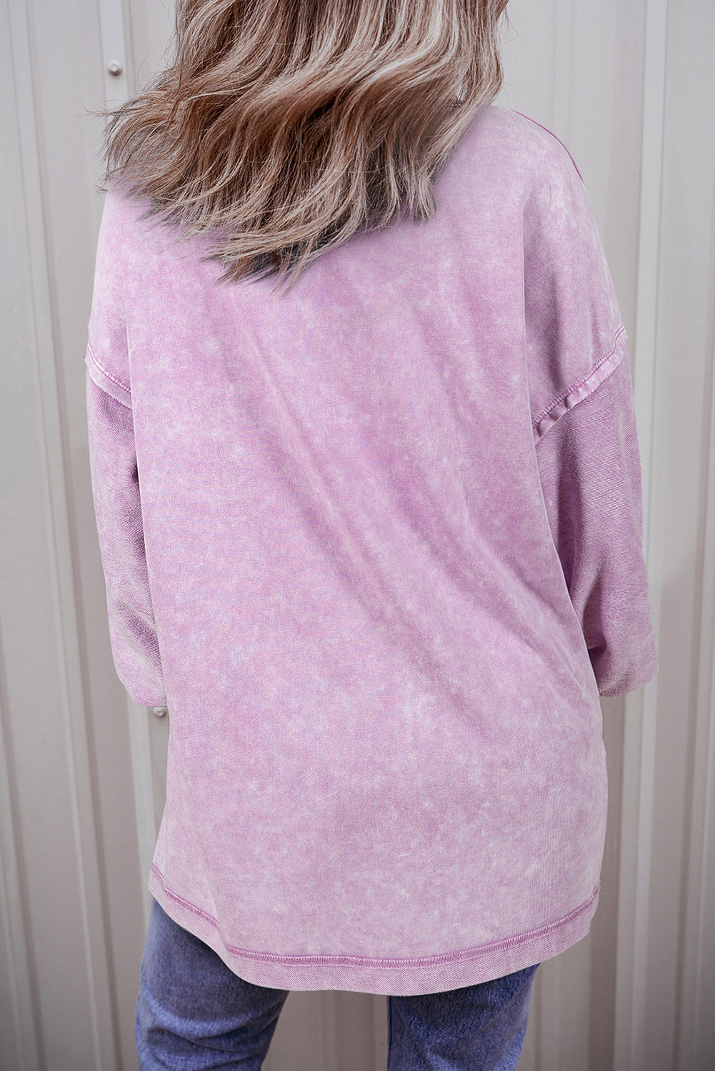 Orchid Petal Mineral Wash Drop Shoulder Pullover Sweatshirt eAura