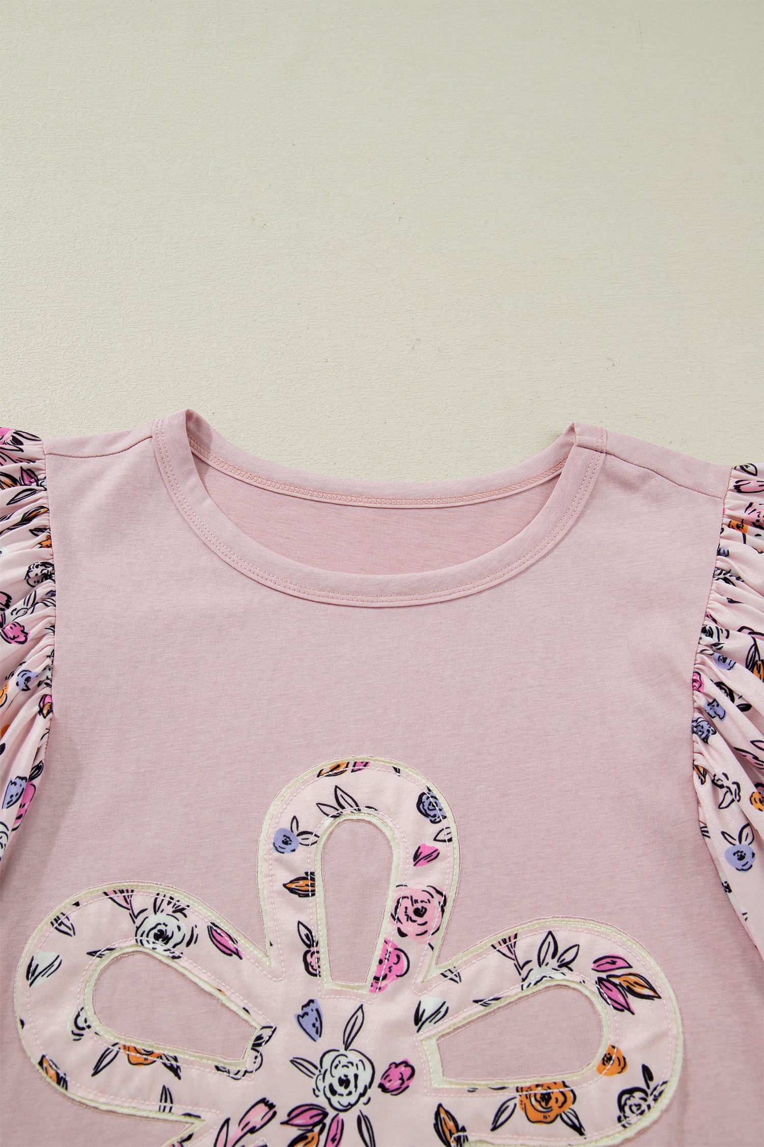 Floral Patchwork Flowy Half Sleeve Blouse – Pink