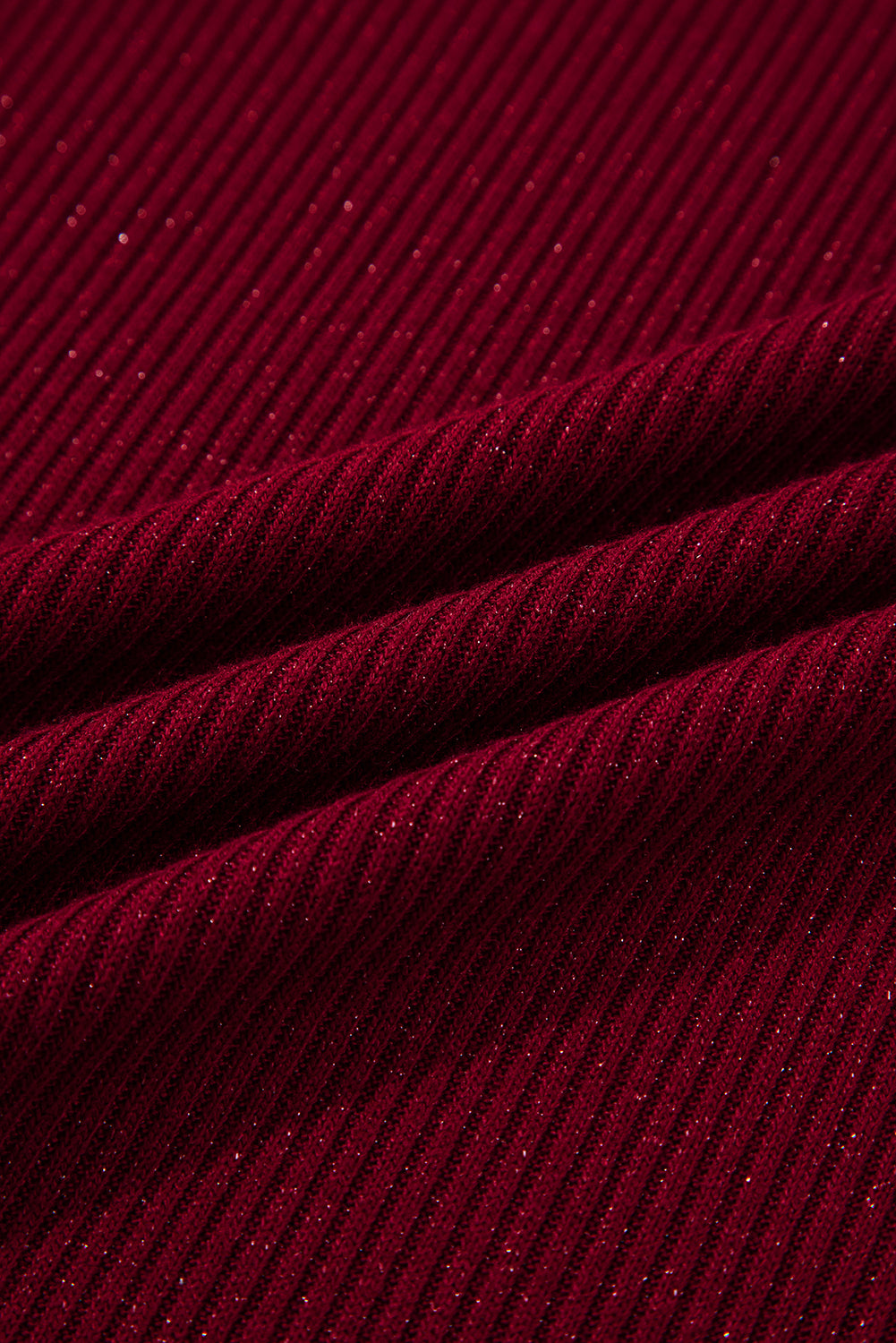 Red Dahlia Metal Ribbed Knit Long Sleeve Slim Fit Top - eAura