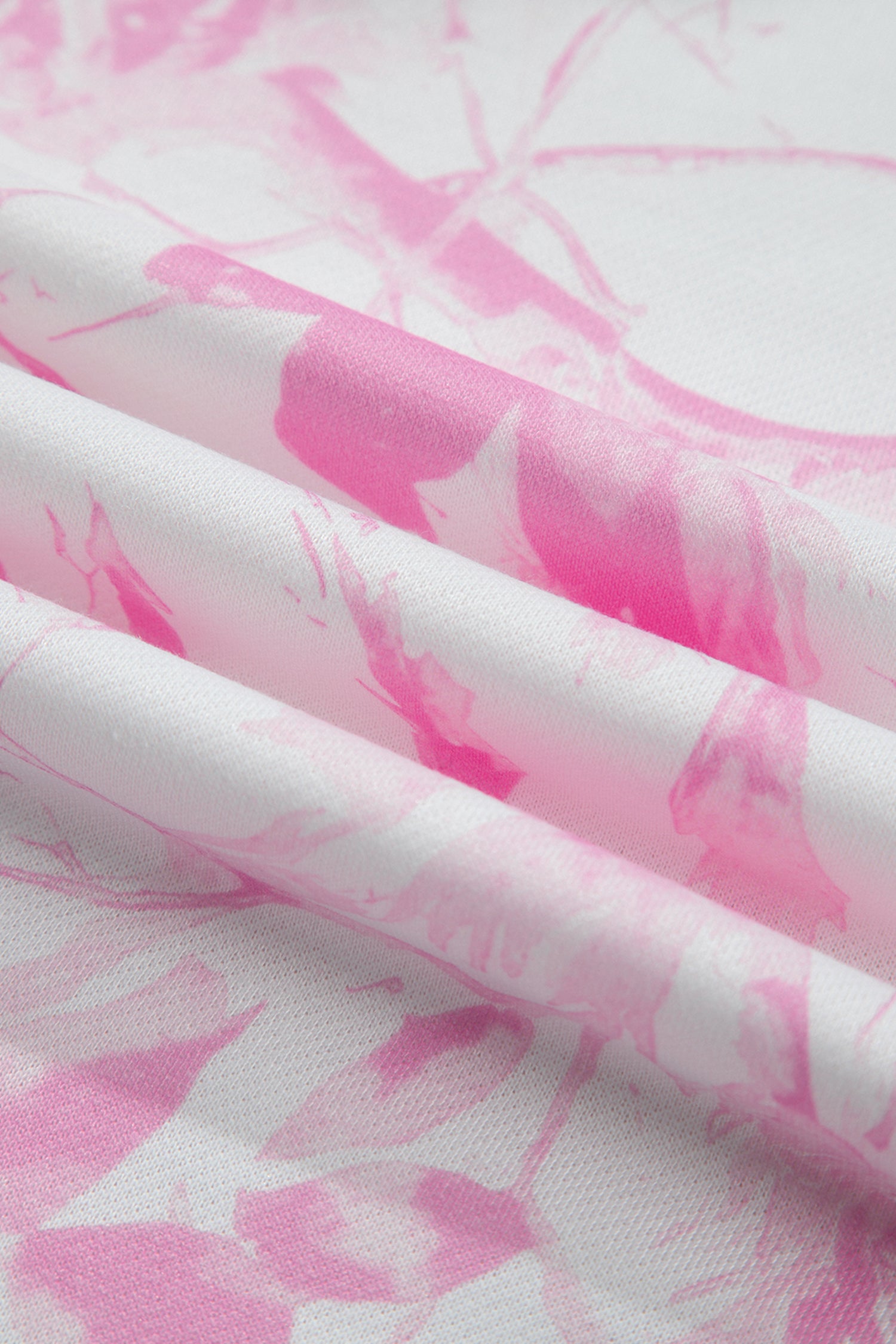 Abstract Plant Print Long Sleeve V Neck Pant Set – Pink