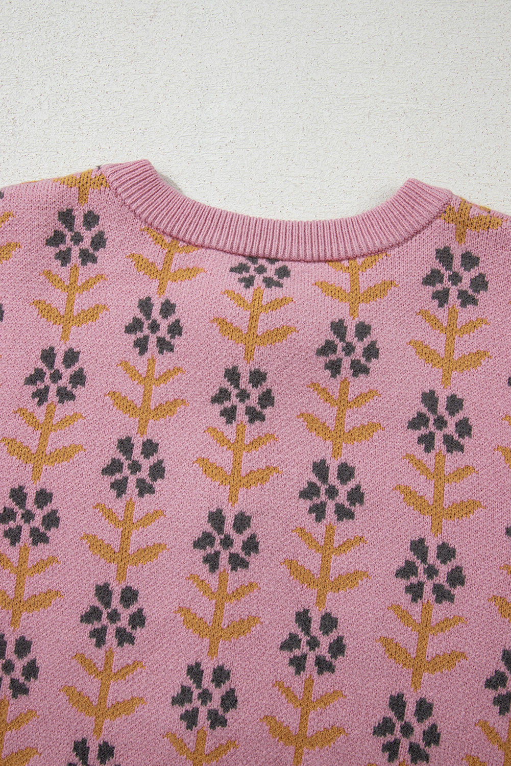 Pink Floral Button Down Ribbed Banded Cardigan Sweater Dear-Lover Dropshipping