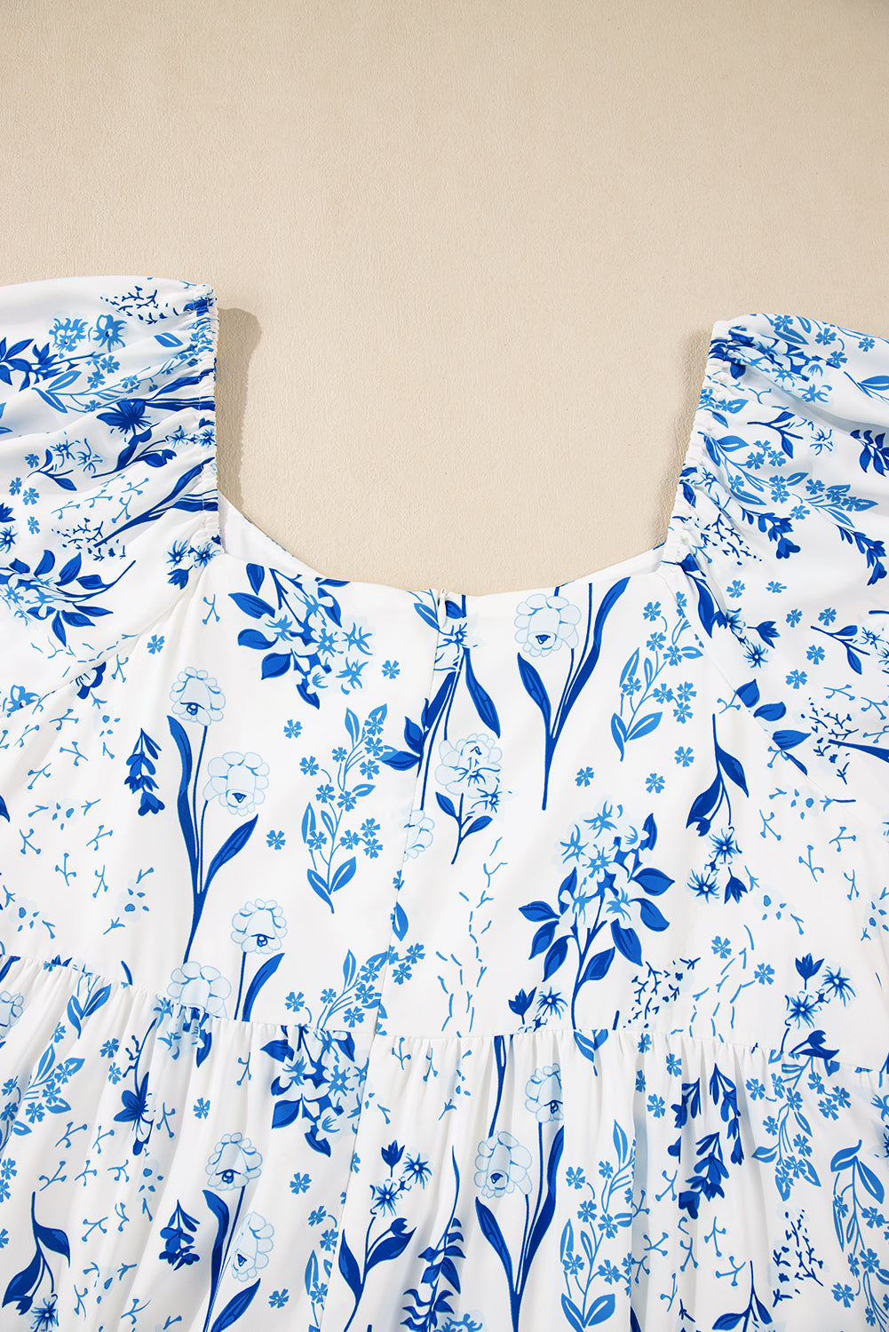 Sky Blue Floral Print Sweetheart Neck Plus Size Midi Dress BB Fashion Outlet