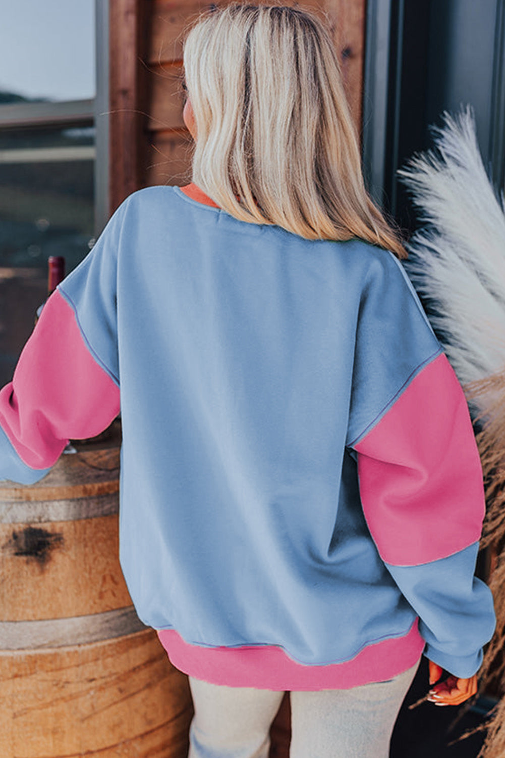 Shop Colourblock Patchwork Drop Shoulder Sweatshirt at eAura