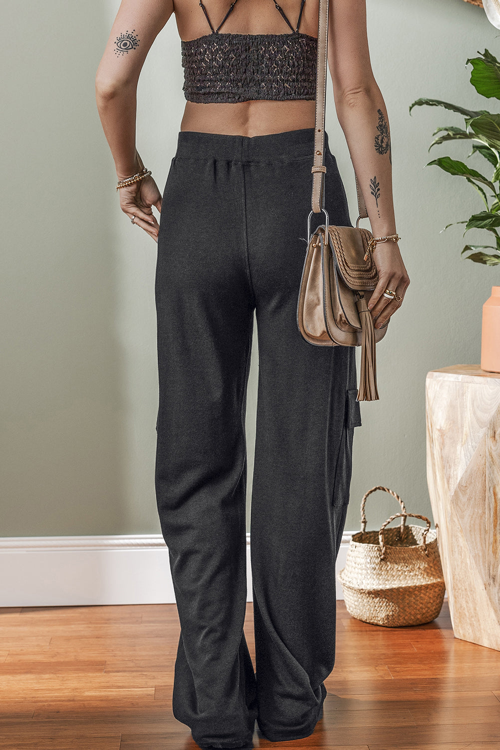 Carbon Grey Cargo Pockets Drawstring Sweatpants BB Fashion Outlet