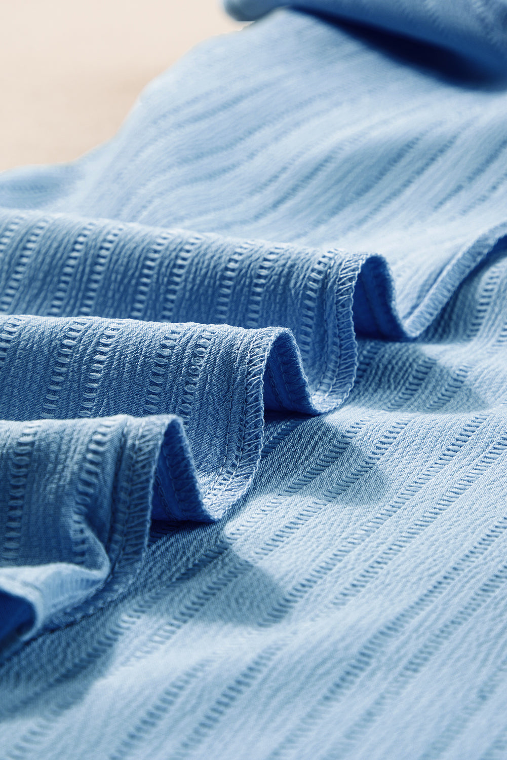 Grass Green Ruffled Half Sleeve V Neck Textured Top - eAura