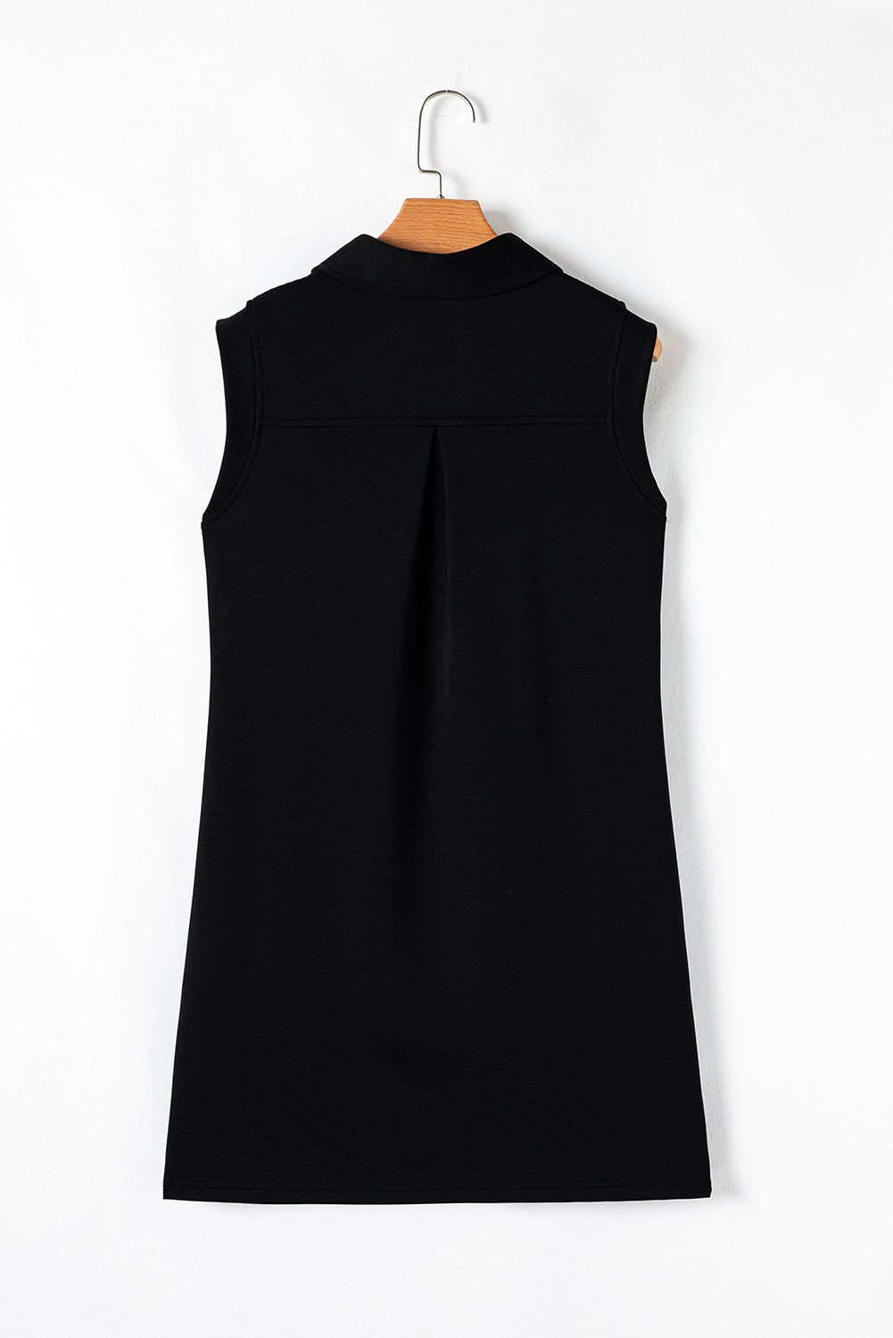 Black Sequin Patched V Neck Collared Mini Dress eAura