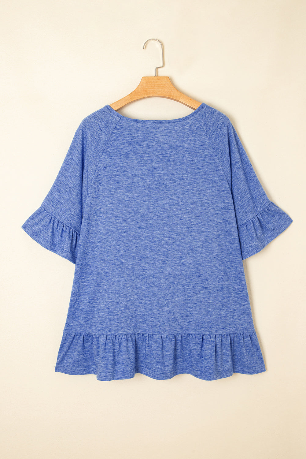 Dusk Blue Ruffled Short Sleeve Plus Size Casual Top BB Fashion Outlet