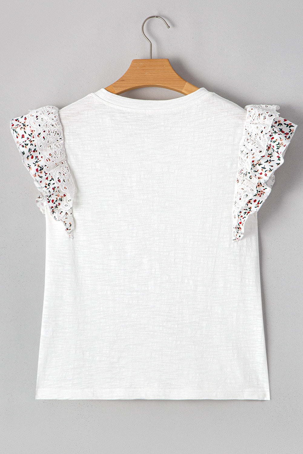 White Floral Lace Eyelet Patched Butterfly Sleeve Blouse eAura