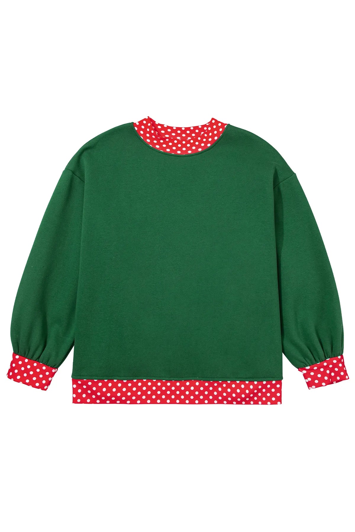 Polka Dot Patchwork Round Neck Plus Size Sweatshirt – Racing Red