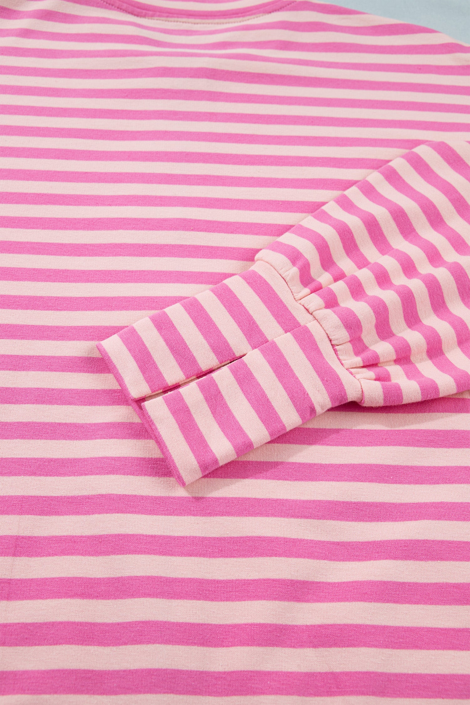Zip-up Puff Sleeve Zip Jacket Sweatshirt – Pink Stripe