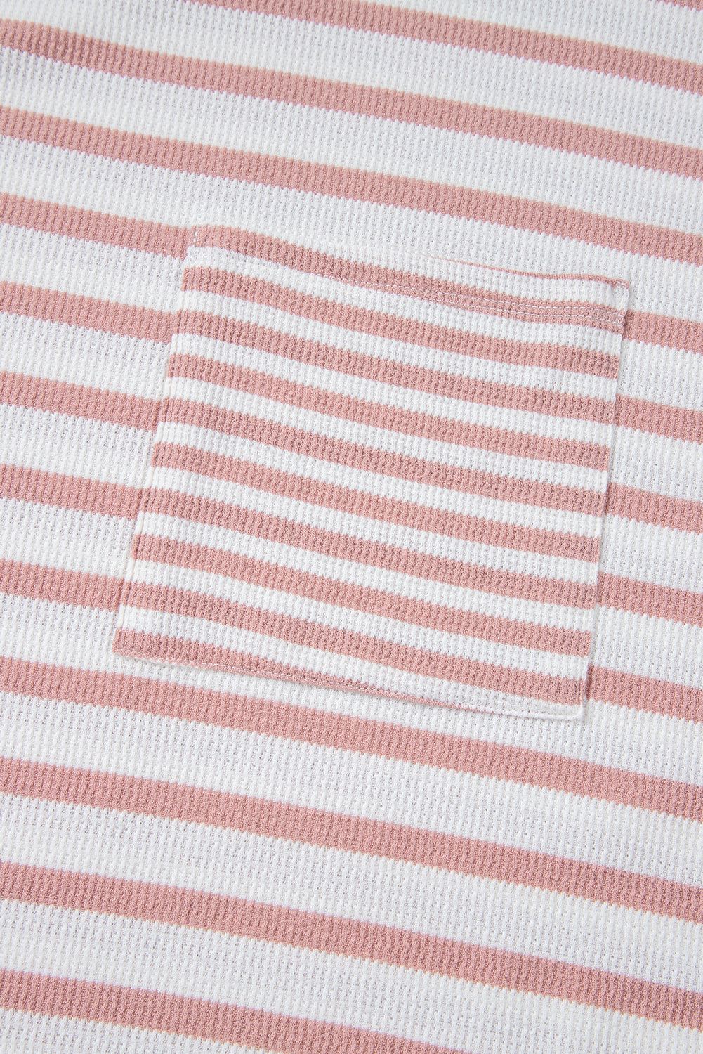 Pink Stripe Waffle Knit Pocketed Half Sleeve Plus Size T Shirt BB Fashion Outlet