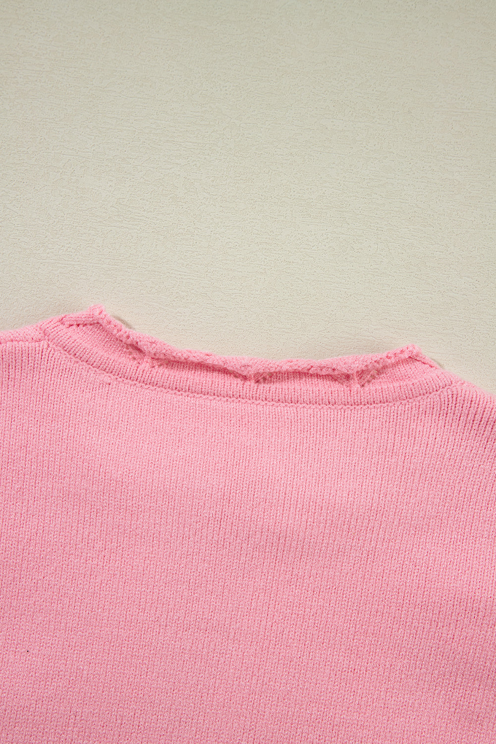 Peach Blossom Flower Detail Knitted Notched Neck Sweater eAura