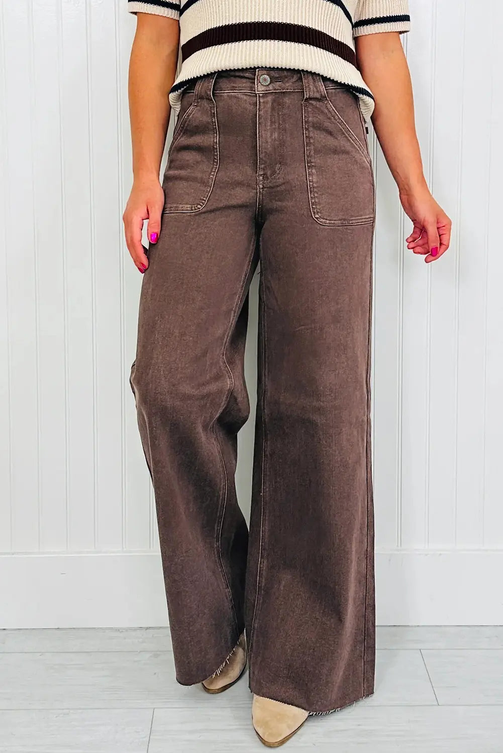 Dusk Blue Retro Washed Patch Pocket Stretchy Jeans