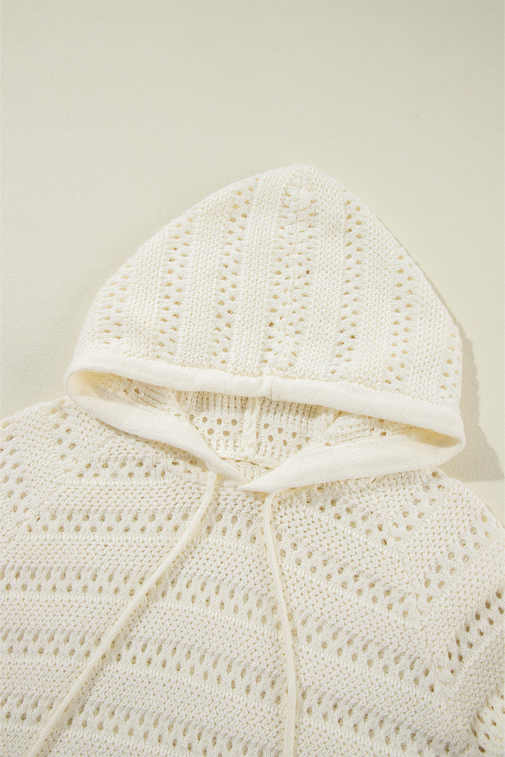 Peach Blossom Pointelle Knit Raglan Sleeve Hooded Sweater eAura