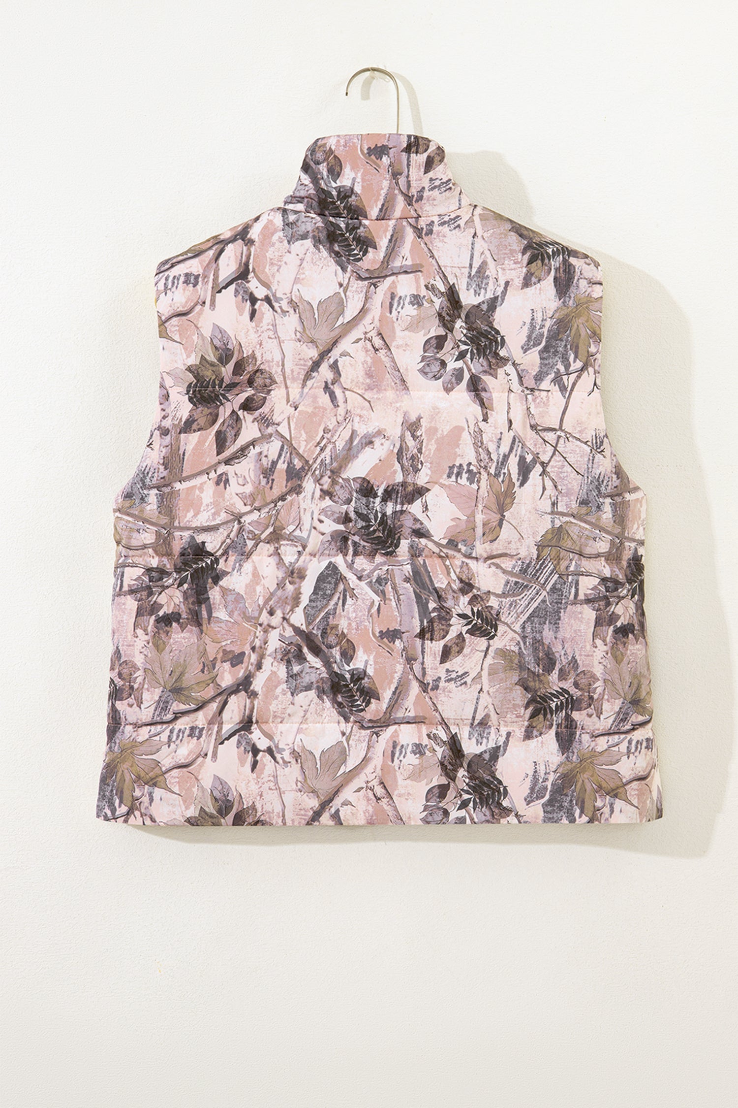 Camo Leaf Print Winter Puffer Vest - Outerwear/Vests