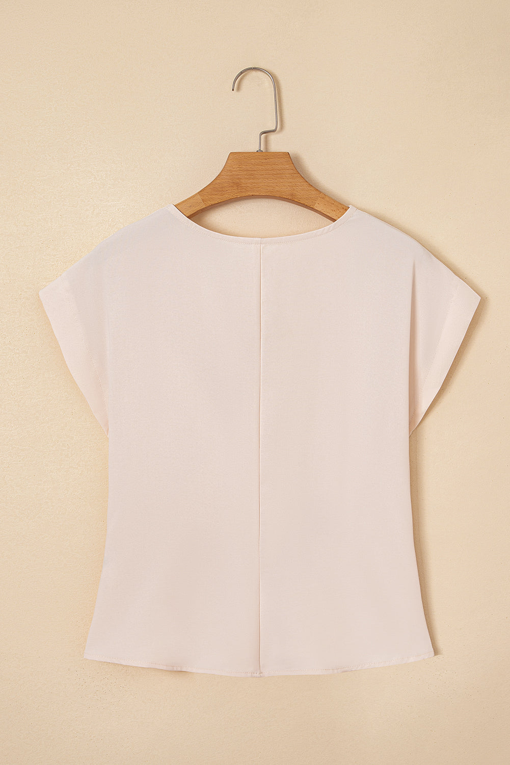V-Neck Knotted Ruched Short Sleeve Peplum Blouse eAura