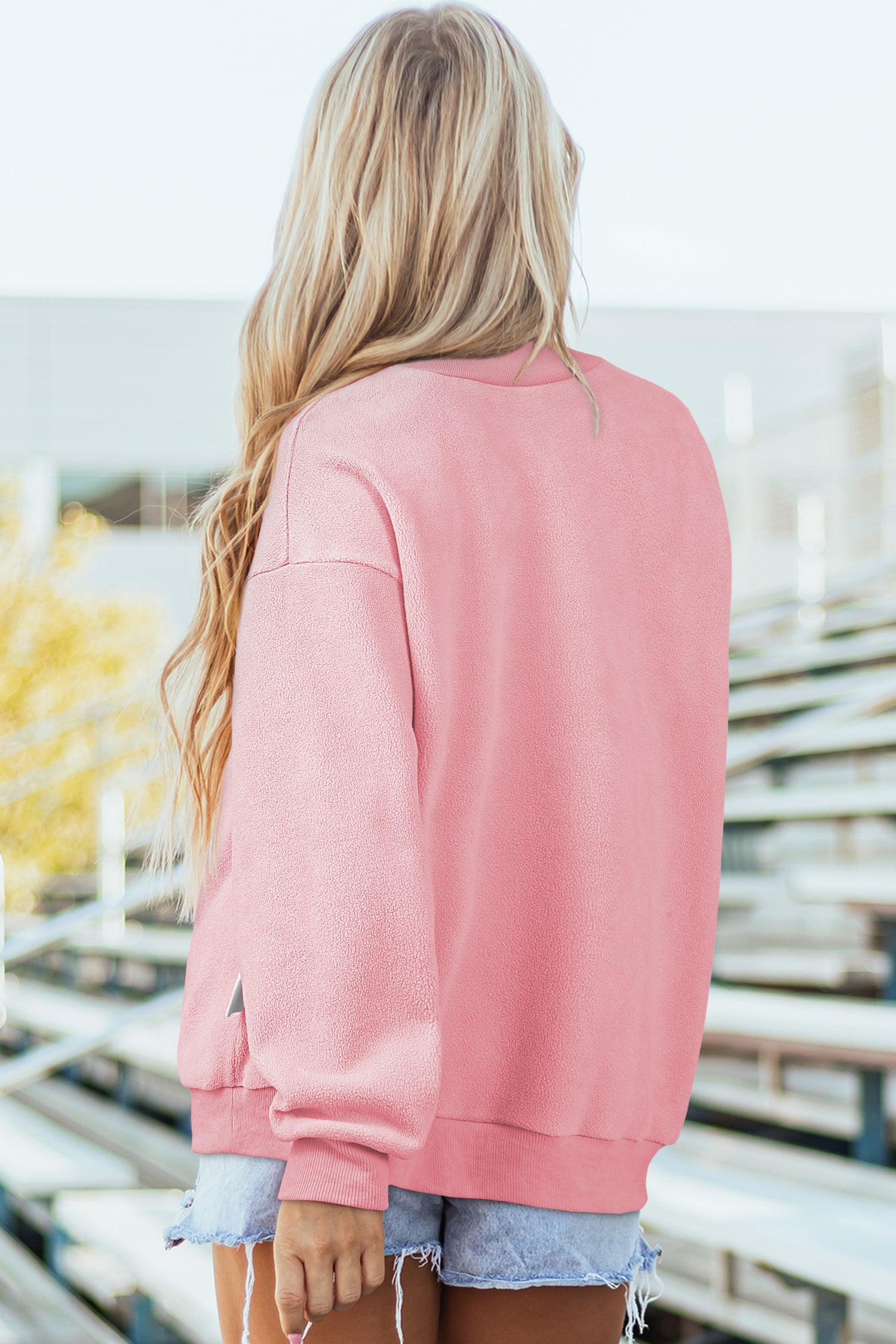 Black Oversize Drop Shoulder Reversible Mock Neck Sweatshirt