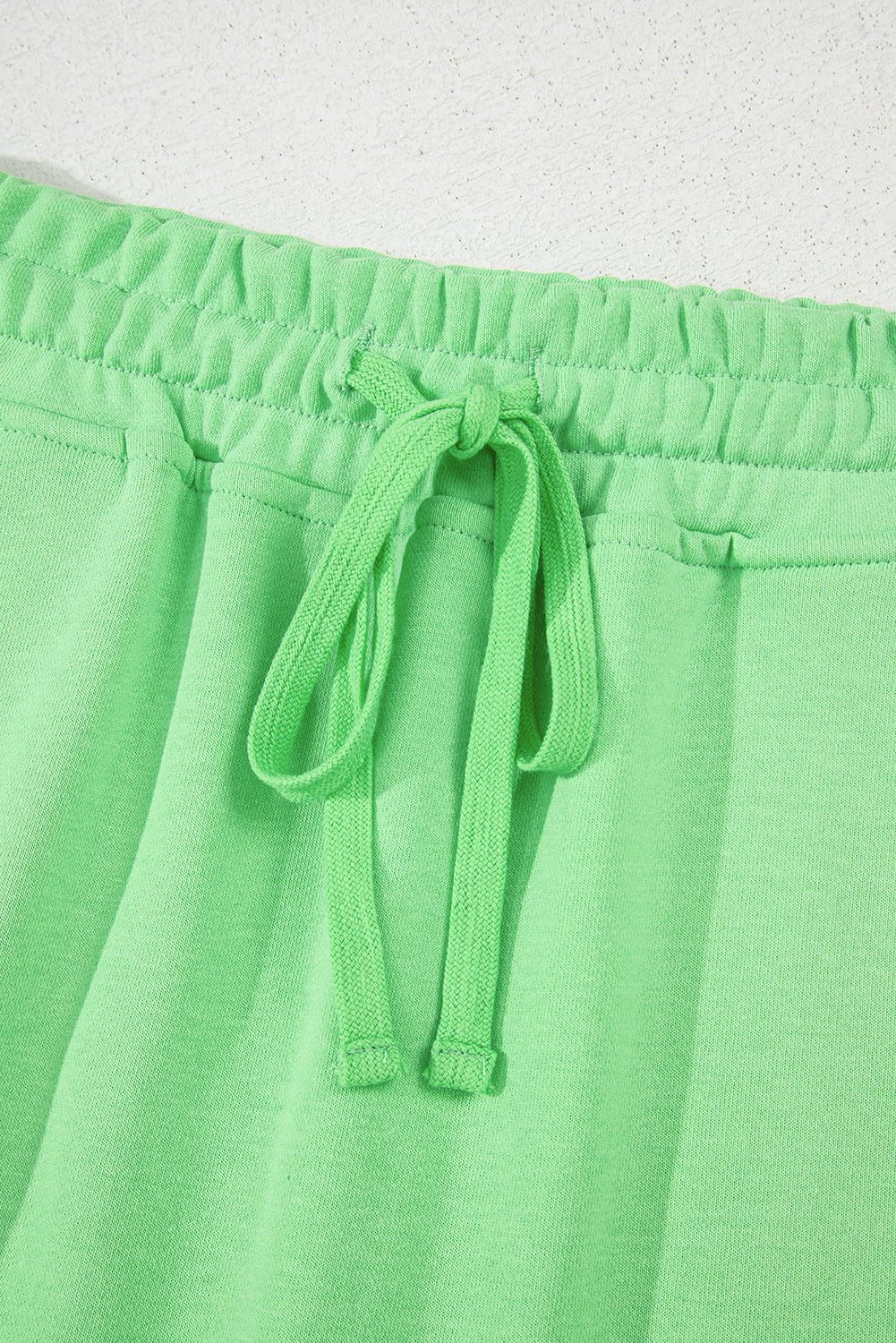 Light Green French Terry Drawstring Mini Skort with Pockets eAura