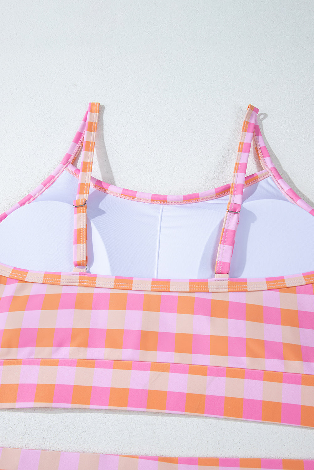 Pink Plus Size Plaid Print High Waist Bikini Set BB Fashion Outlet
