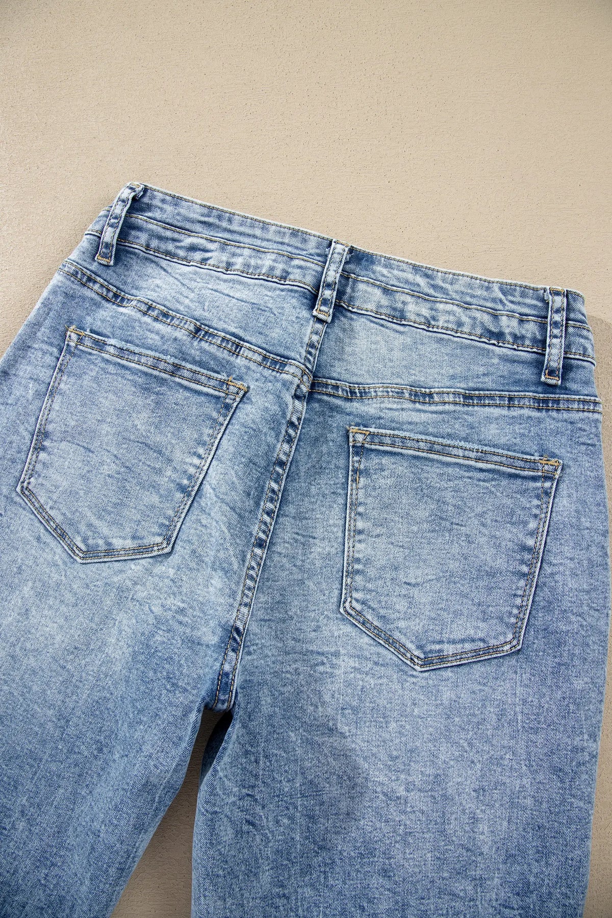 Beau Acid Wash Pocket Detail Flare Jeans – Blue