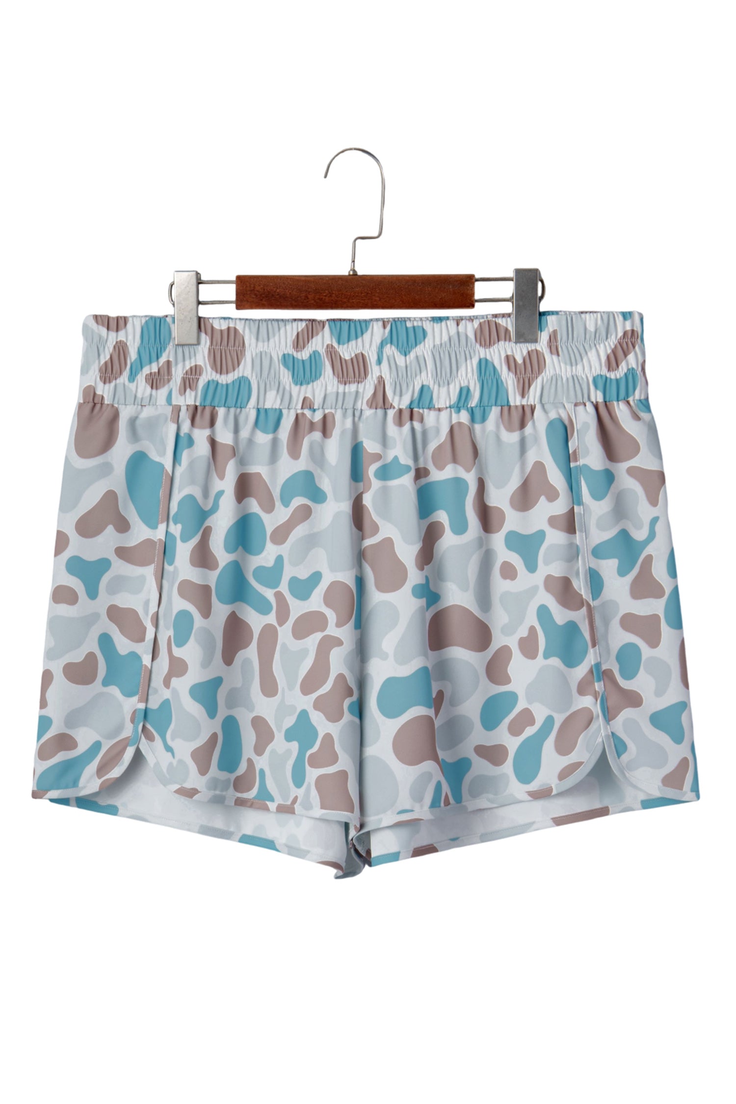 Plus Size Camo Print Athleisure Shorts – Smocked Waist