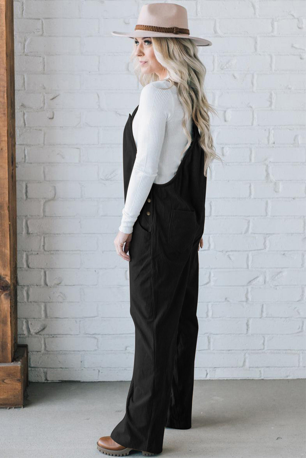 Jungle Green Solid Pocketed Loose Fit Corduroy Overall eAura