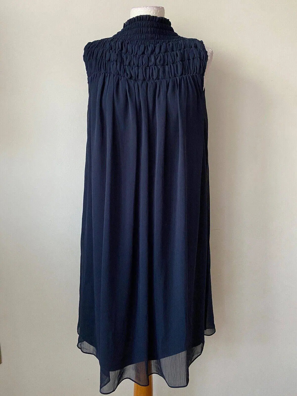Coco Blanco High Neck Smock Dress S, M, L Chiffon Lined - BB Fashion Outlet