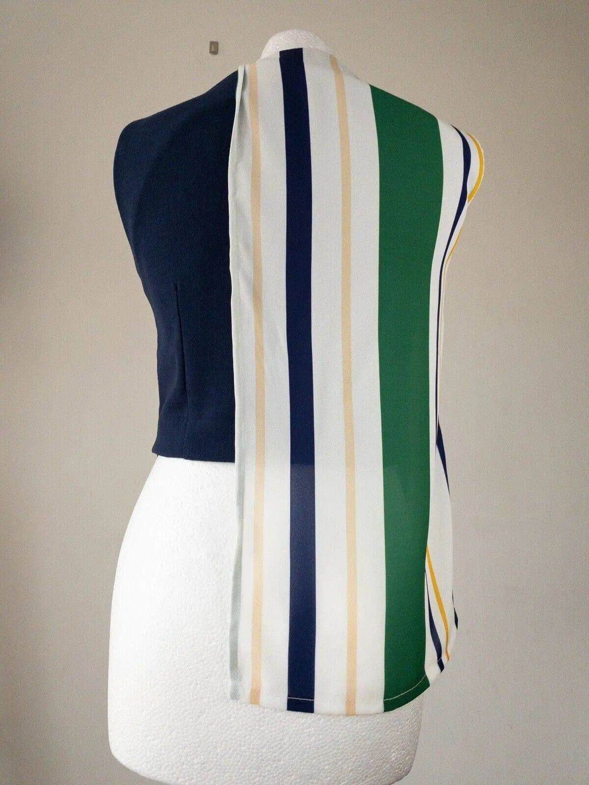 CUBIC Original Bali Top Contrast Part Striped Sleeveless Blouse 6, 10, 12 - BB Fashion Outlet