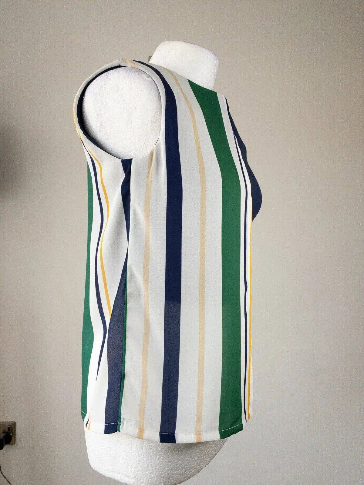 CUBIC Original Bali Top Contrast Part Striped Sleeveless Blouse 6, 10, 12 - BB Fashion Outlet