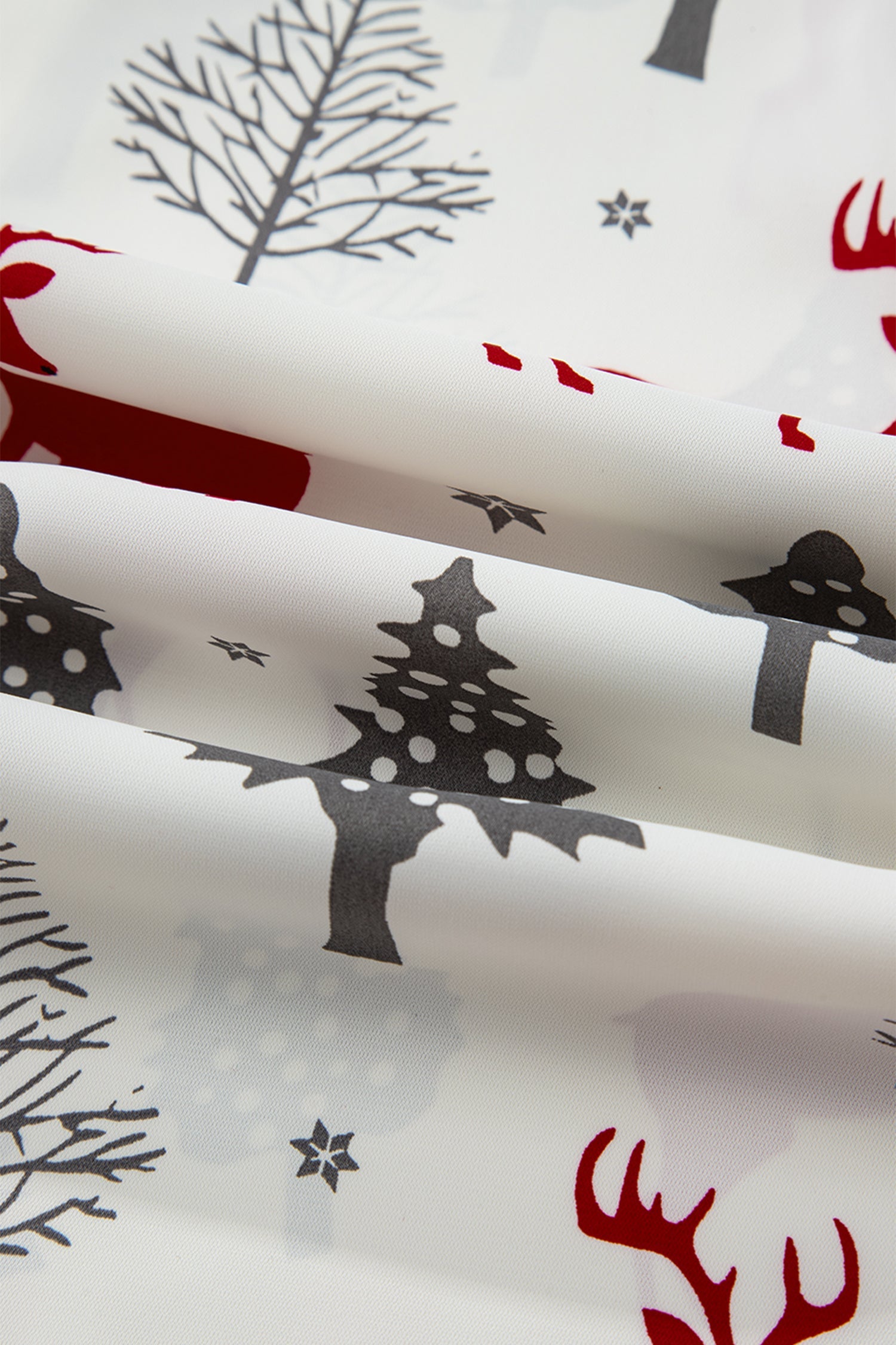 Christmas Print Velvet Trim Bow Knot Pyjama Shorts Set - Loungewear & Sleepwear/Sleepwear