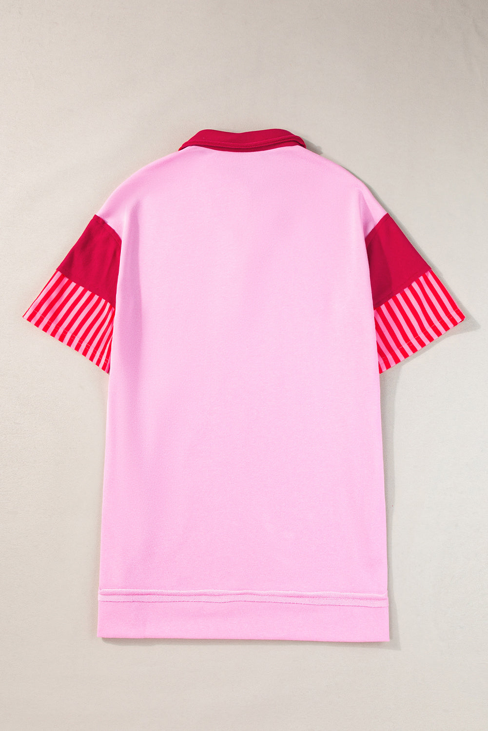 Pink Stripe Colourblock Patchwork Short Sleeve T Shirt Dress eAura