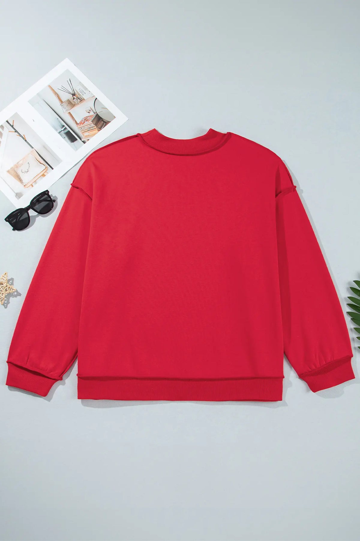 Exposed Seam Detail Reversible Double Wear Plus Size Sweatshirt