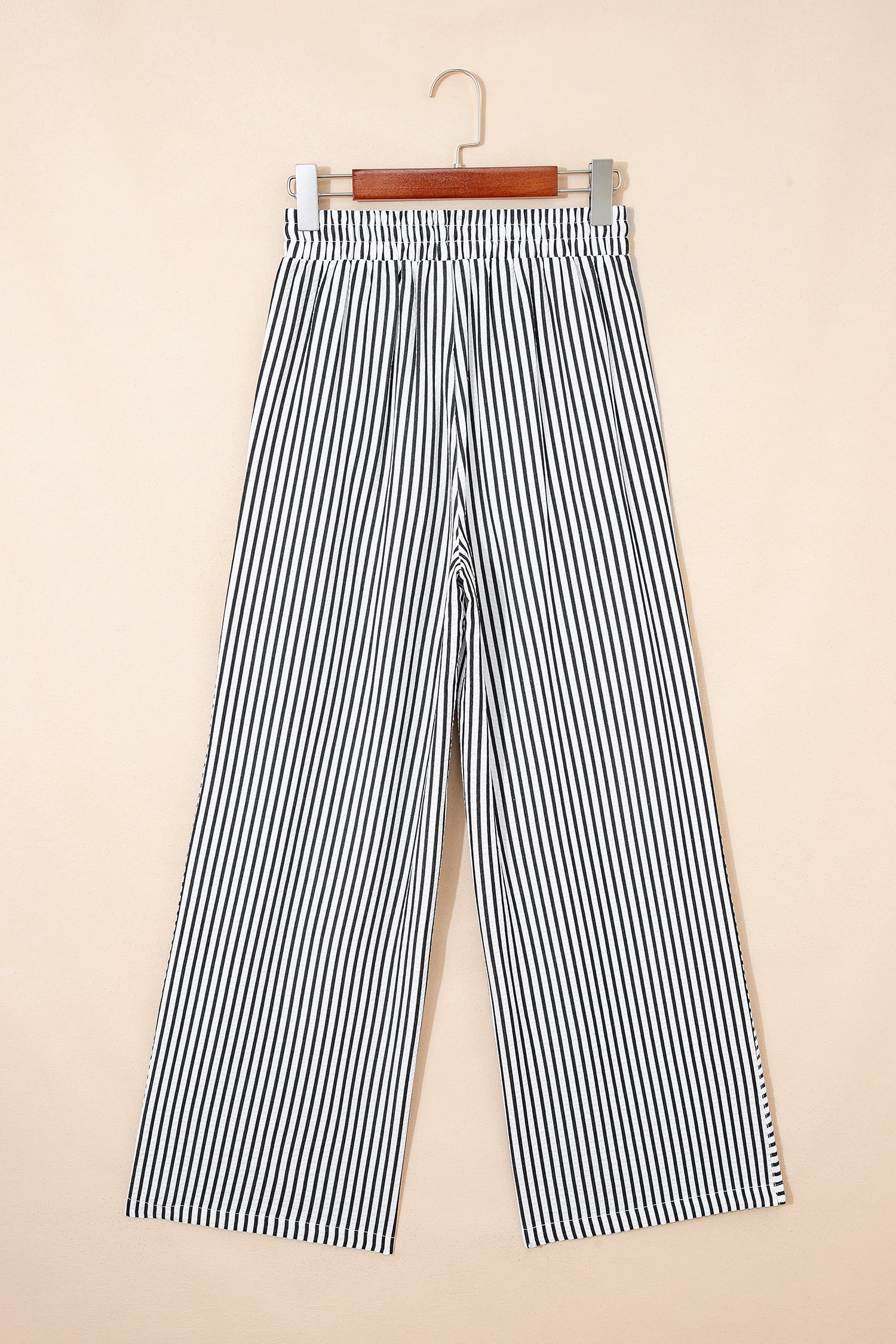 Plus Size Tie Waist Loose Pants – Black Stripe