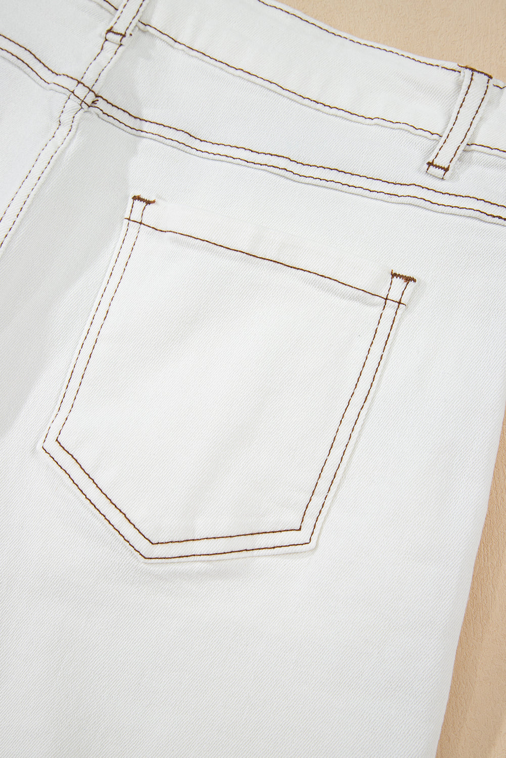 White Raw Hem High Waist Denim Shorts eAura