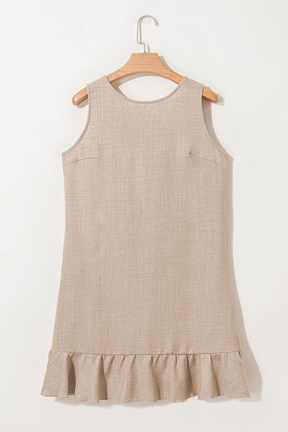 Knot Scoop Back Ruffle Hem Sleeveless Mini Dress eAura