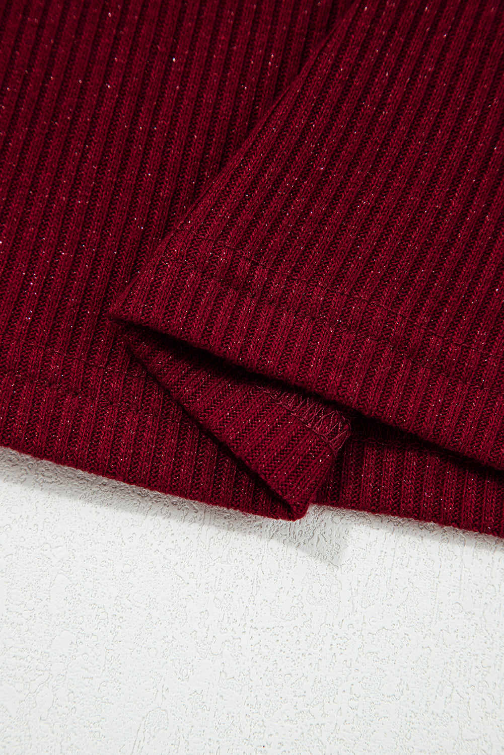 Red Dahlia Metal Ribbed Knit Long Sleeve Slim Fit Top - eAura