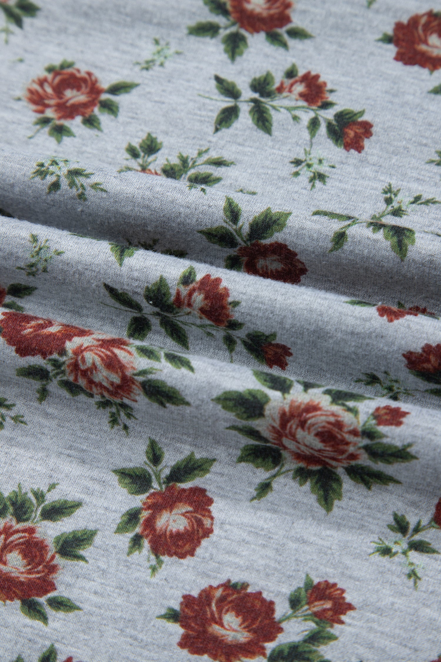 Retro Floral Print Denim Patchwork Plus Size Polo Tee