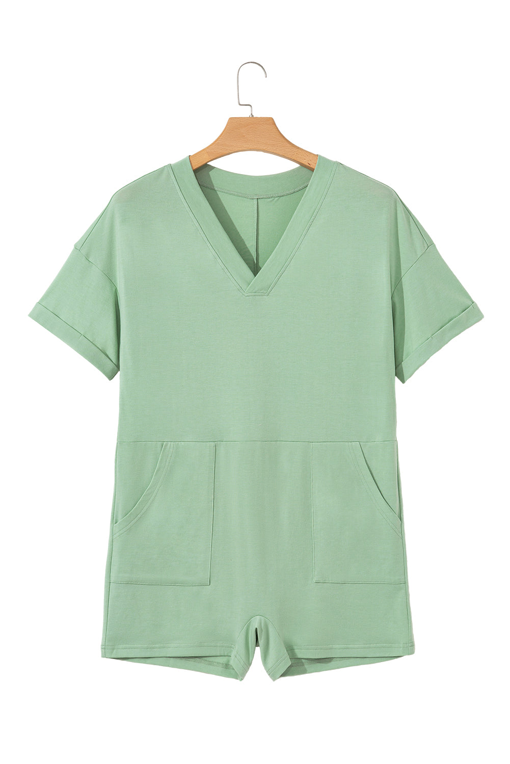 Loose Half Sleeve V-Neck Knit Romper eAura