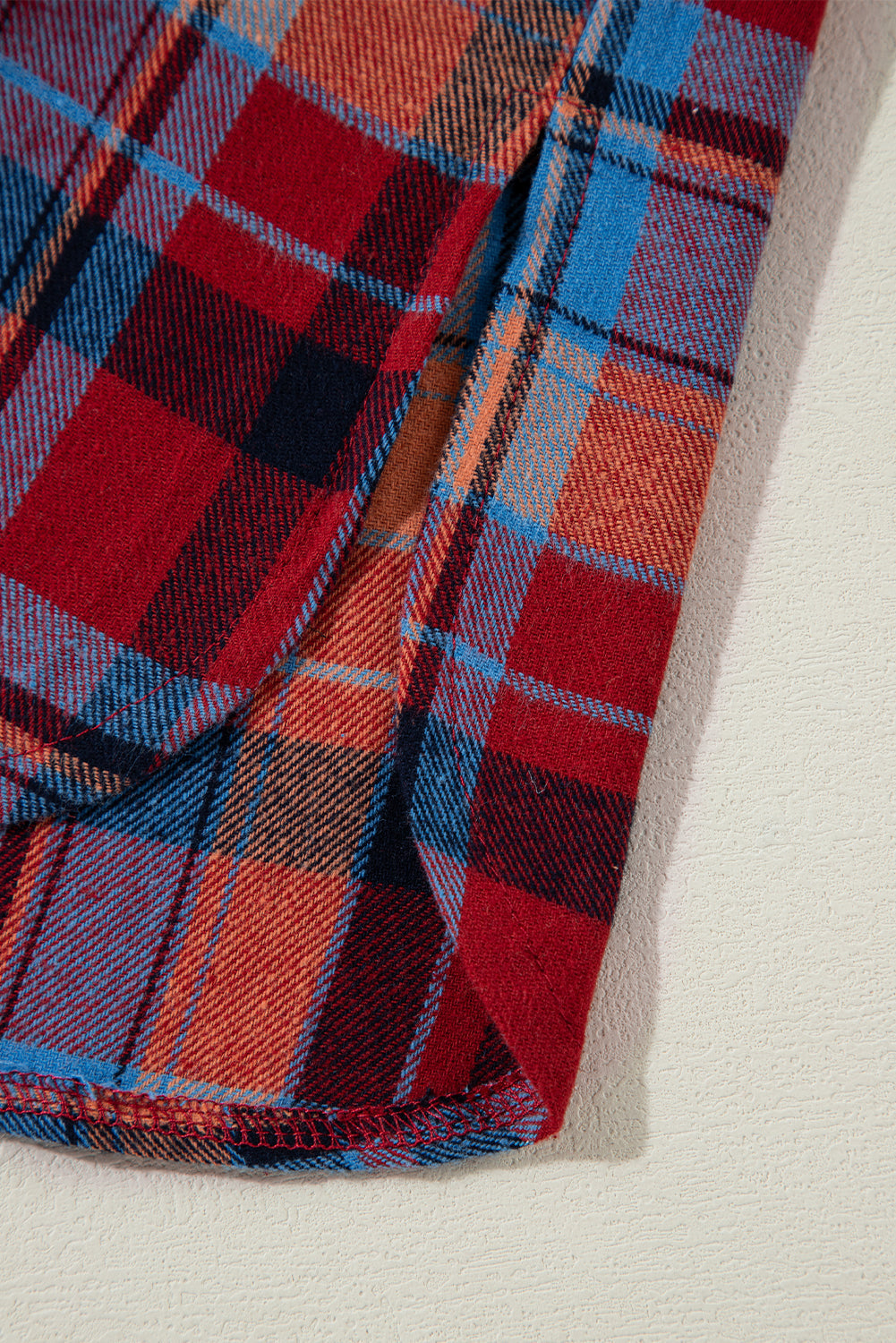 Red Plaid Print Loose Vintage Shirt eAura