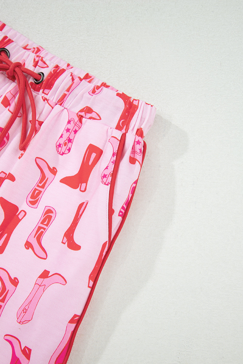 Pink Western Cowgirl Boots Printed Shirt Ruffled Shorts Pyjama Set eAura