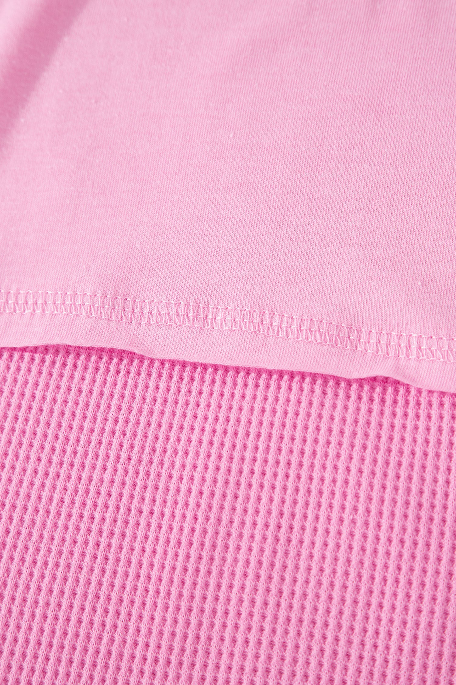 Raw Seam Waffle Knit Patchwork Casual T-Shirt
