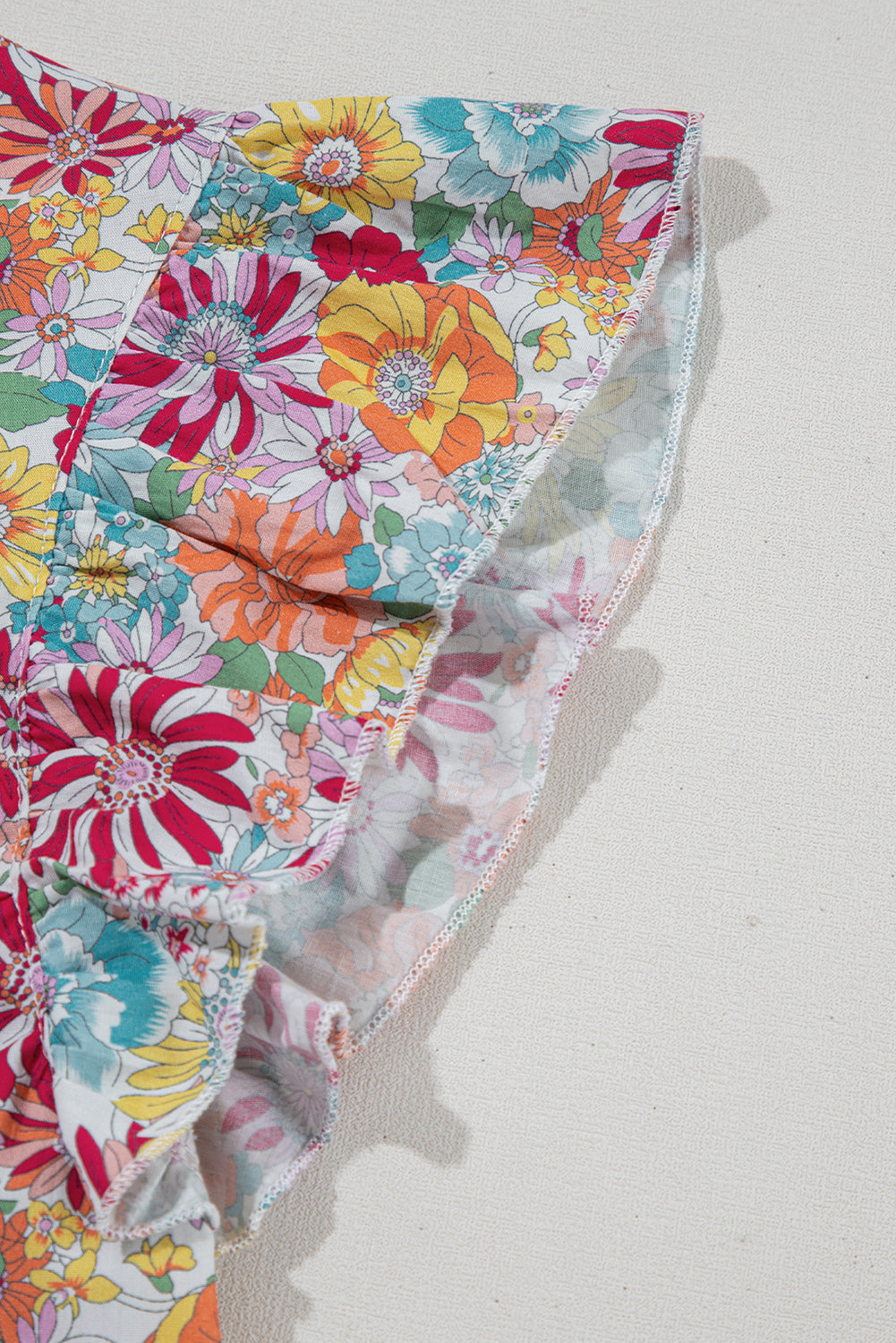 Floral Pleated Detail Flutter Sleeve Blouse eAura