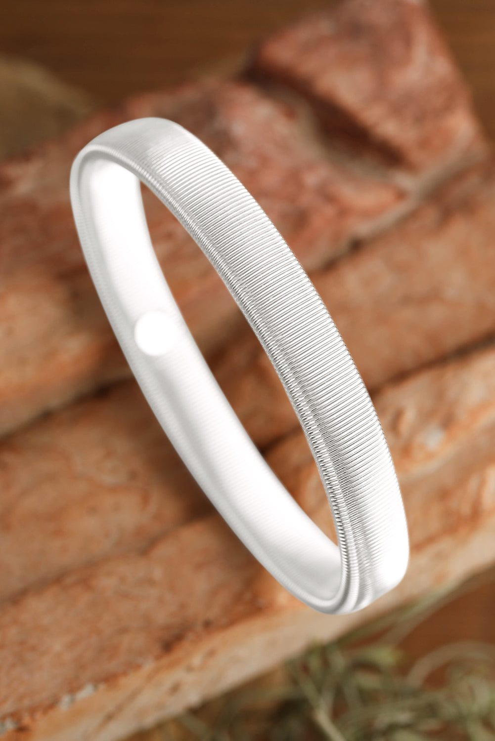 Silvery Stretchy Plated Metal Wide Bangle BB Fashion Outlet