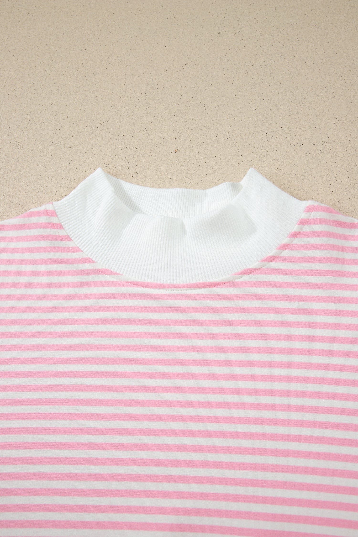 Stripe Oversize Mock Neck Sweatshirt and Shorts Set