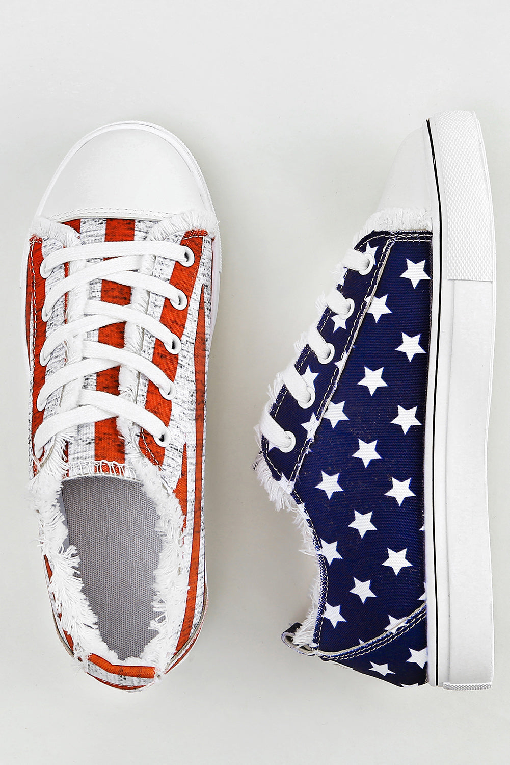 Blue American Flag Lace-up Canvas Flat Shoes BB Fashion Outlet